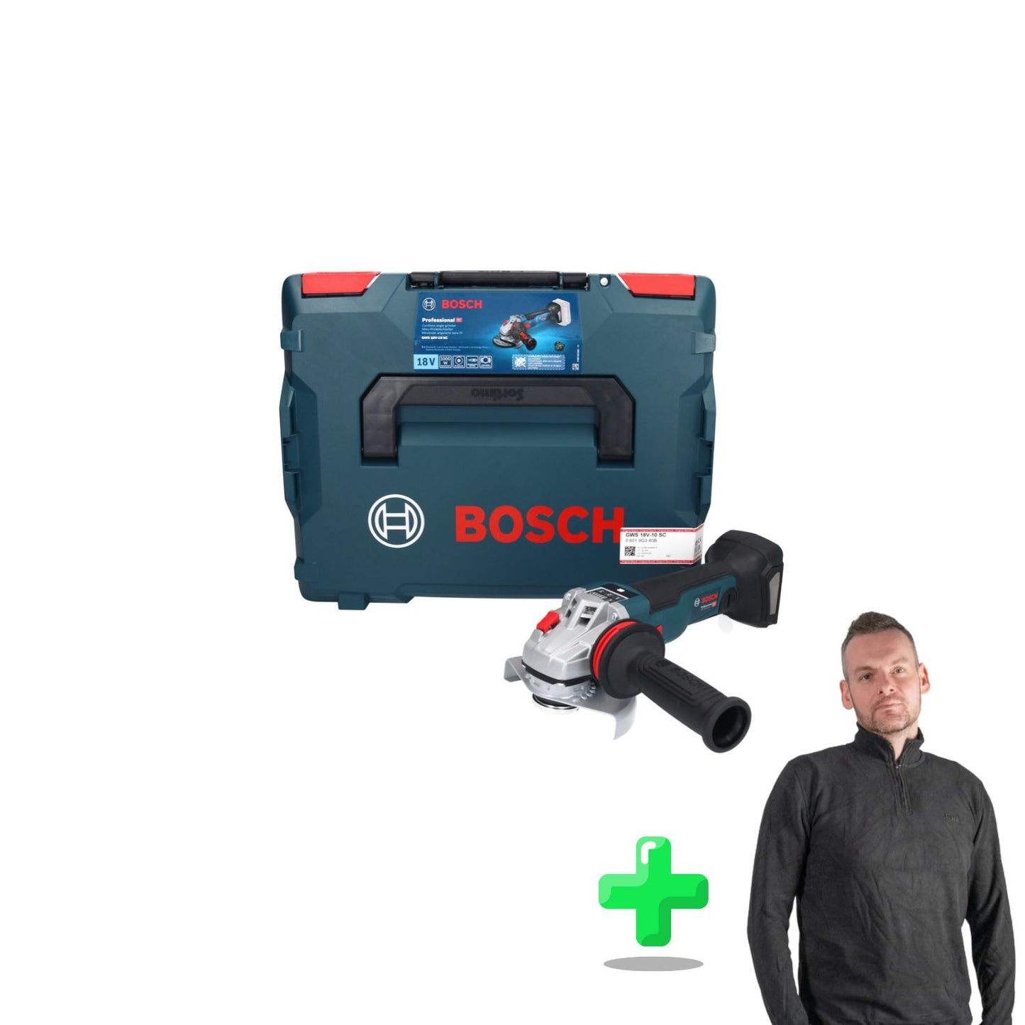 Bosch GWS 18V-10 SC Meuleuse d'angle sans fil 18 V 125 mm sans balais + L-Boxx + Sweat-shirt Toolbrothers Quarter-Zip