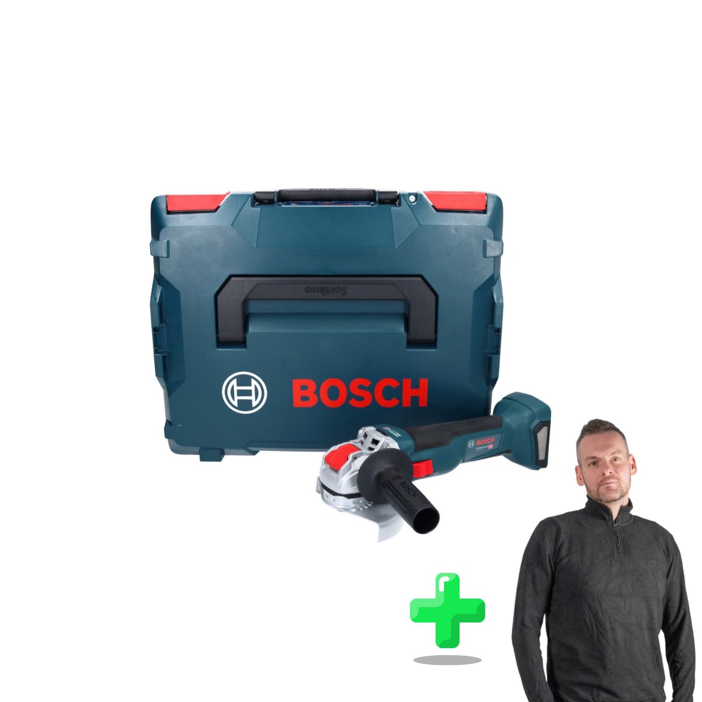 Bosch GWX 18V-10 Meuleuse d'angle professionnelle sans fil 18 V 125 mm + sweat-shirt Toolbrothers quart de zip