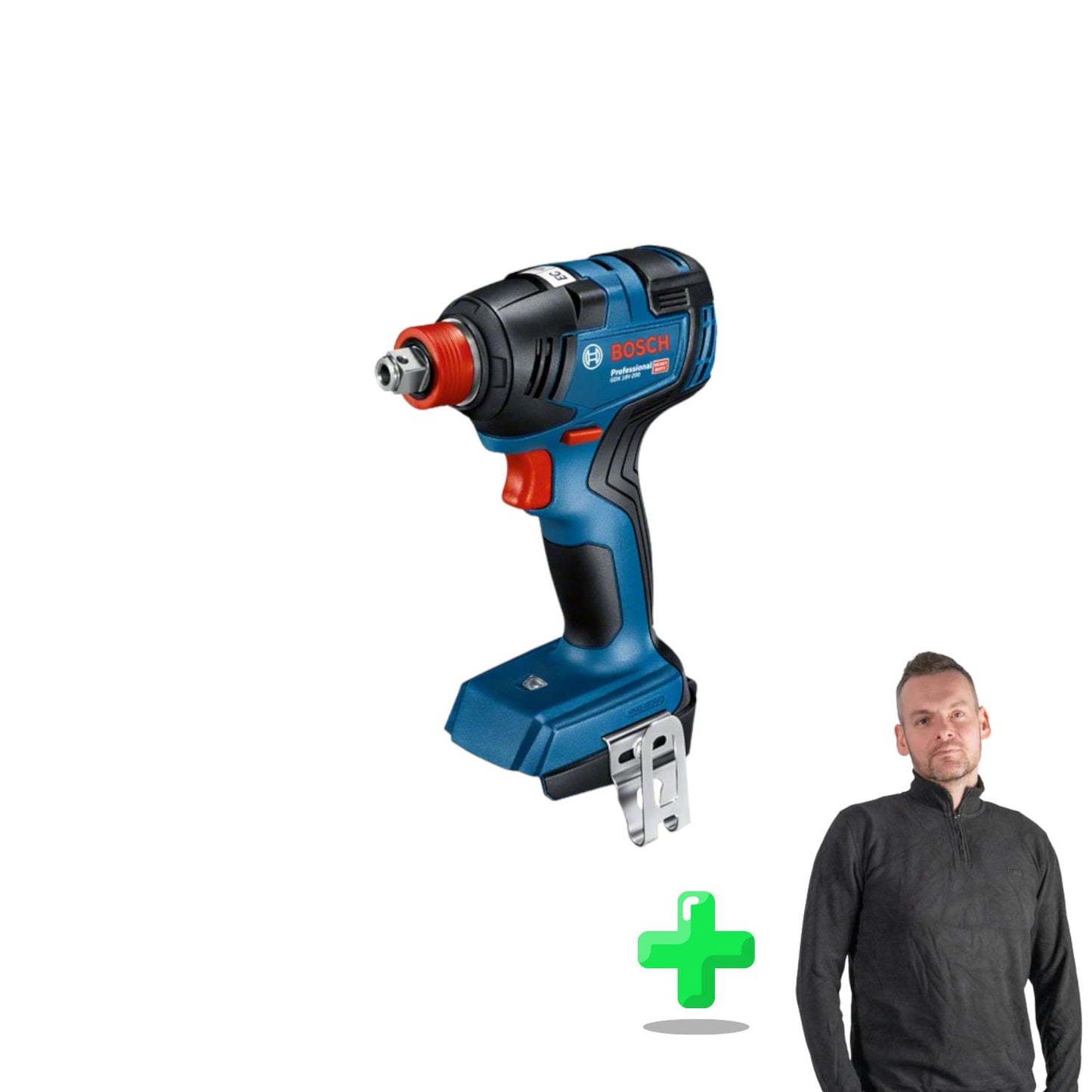 Bosch GDX 18V-200 Professional Akku Drehschlagschrauber 18 V 200 Nm Brushless + Toolbrothers Quarter-Zip Sweatshirt