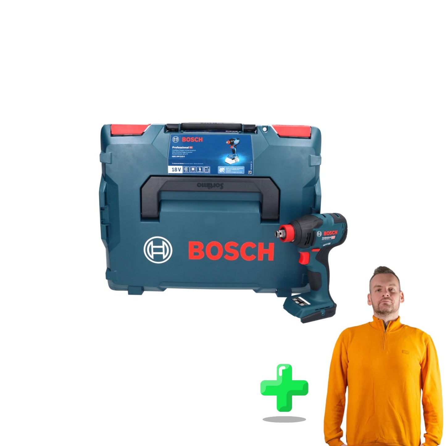 Bosch GDX 18V-210 C Clé à chocs rotative professionnelle sans fil 18 V 210 Nm sans balais + L-Boxx + Sweat-shirt Toolbrothers Quarter-Zip