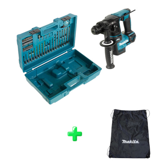 Makita DHR 171 ZX3 Akku Bohrhammer 18 V 1,2 J SDS-Plus Brushless + 65 tlg. Zubehör Set + Koffer + Makita Rucksackbeutel / Zubehörtasche