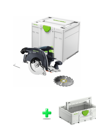 Sierra circular inalámbrica Festool HKC 55 EB-Basic 18 V 160 mm sin escobillas (576163) + Systainer + Festool Systainer ToolBox SYS3 TB M 137 (204865) T-LOC