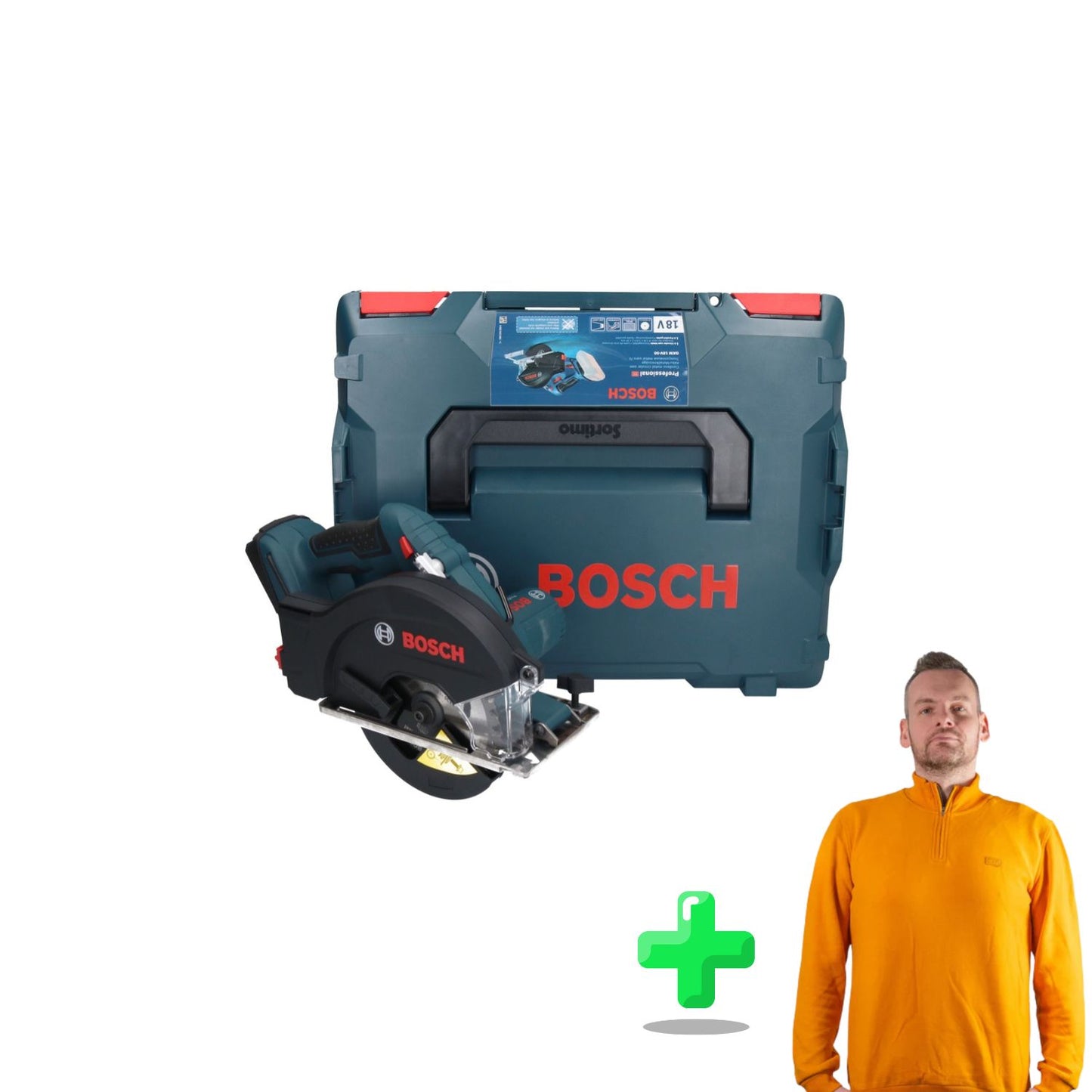 Bosch GKM 18V-50 Scie circulaire à métaux professionnelle sans fil 18 V 136 mm sans balais + L-Boxx + Sweat-shirt Toolbrothers Quarter-Zip