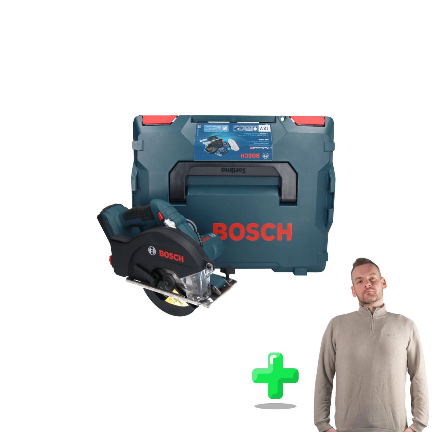 Bosch GKM 18V-50 Scie circulaire à métaux professionnelle sans fil 18 V 136 mm sans balais + L-Boxx + Sweat-shirt Toolbrothers Quarter-Zip