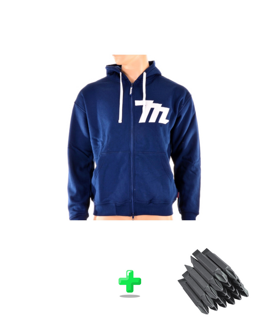 Makita Hoodie mit Reißverschluss - Farbe Blau + Makita Bit Set PH2 45 mm 20 Stück