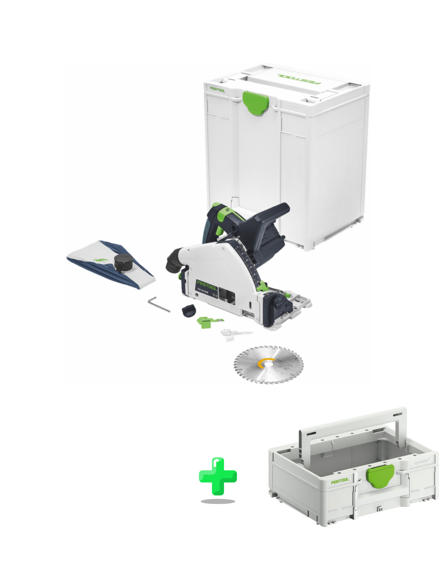 Scie plongeante sans fil Festool TSC 55 KEB-Basic 18 V / 36 V (2x 18 V) 160 mm sans balais (576712) + Systainer + Festool Systainer ToolBox SYS3 TB M 137 (204865) T-LOC