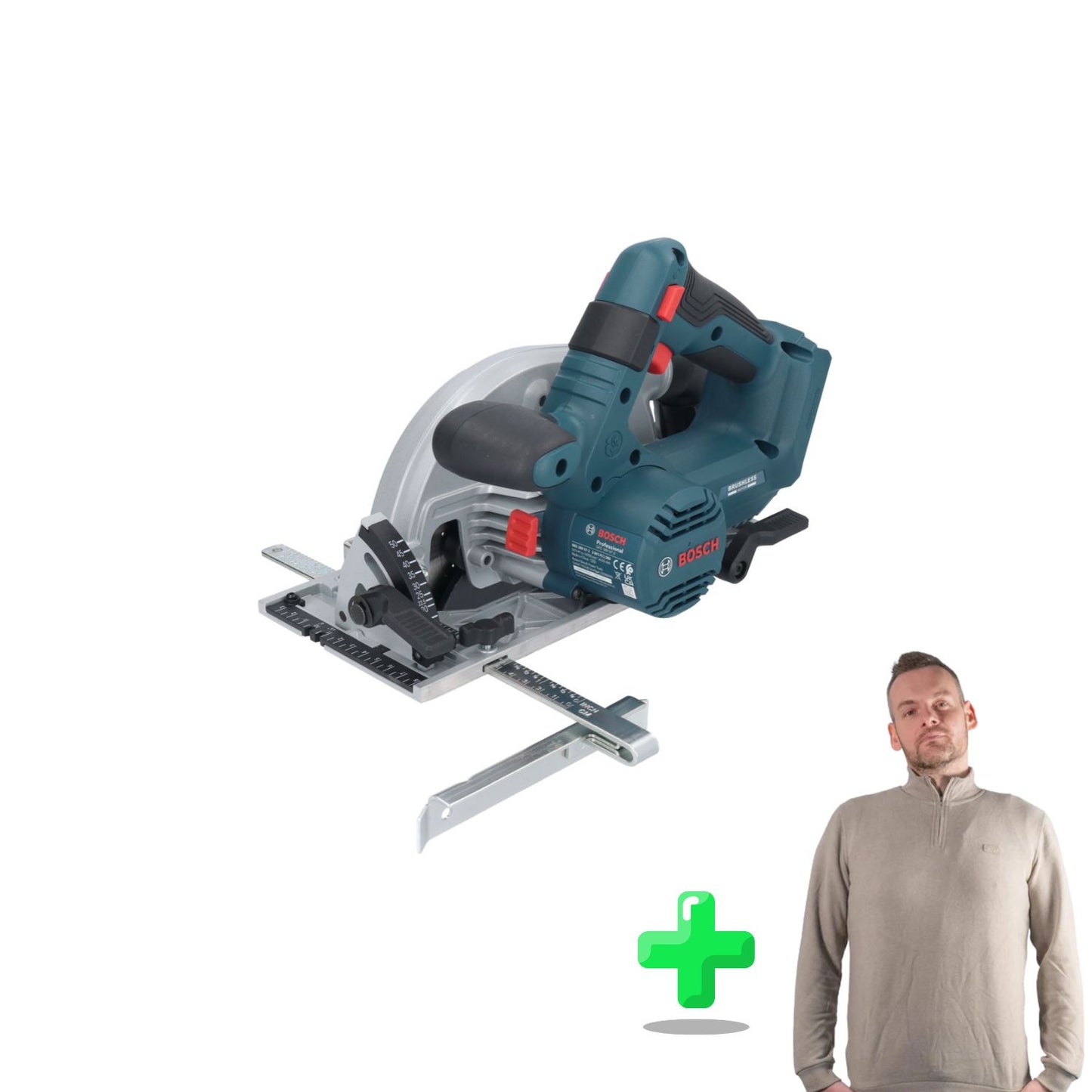 Bosch GKS 18V-57-2 Professional Akku Handkreissäge 18 V 165 mm Brushless + Toolbrothers Quarter-Zip Sweatshirt