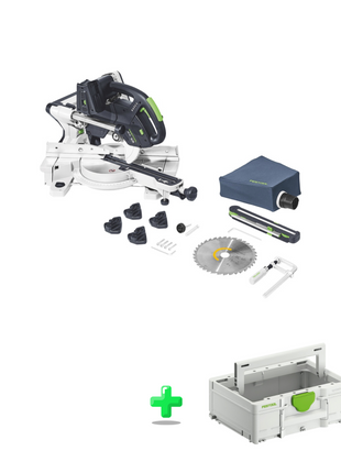 Festool KSC 60 EB-Basic KAPEX Akku Kapp Zugsäge 18 V / 36 V 216 mm ( 576847 ) Brushless + Festool Systainer ToolBox SYS3 TB M 137 ( 204865 ) T-LOC