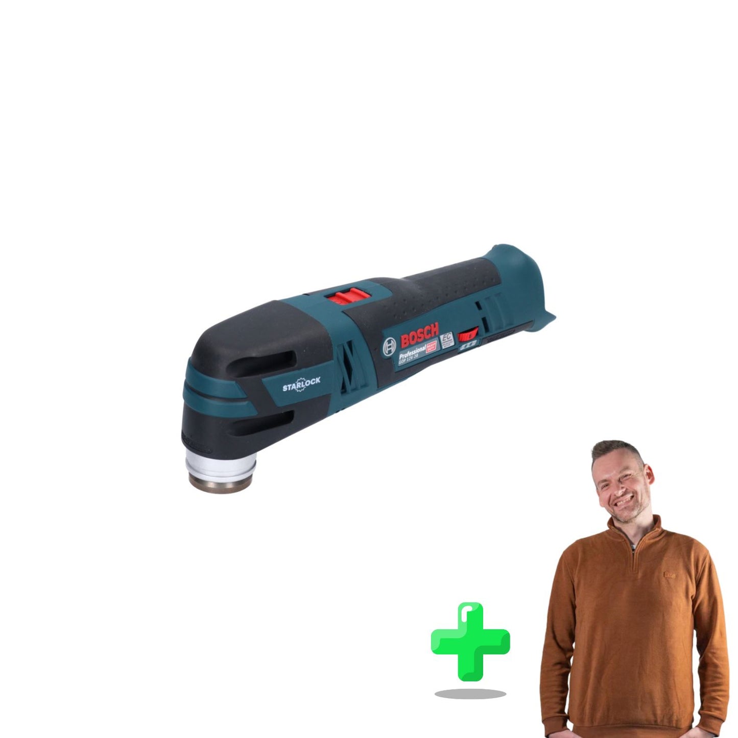 Bosch GOP 12V-28 Batterie professionnelle Multi Cutter Starlock sans balais + Sweat-shirt Toolbrothers à quart de fermeture éclair