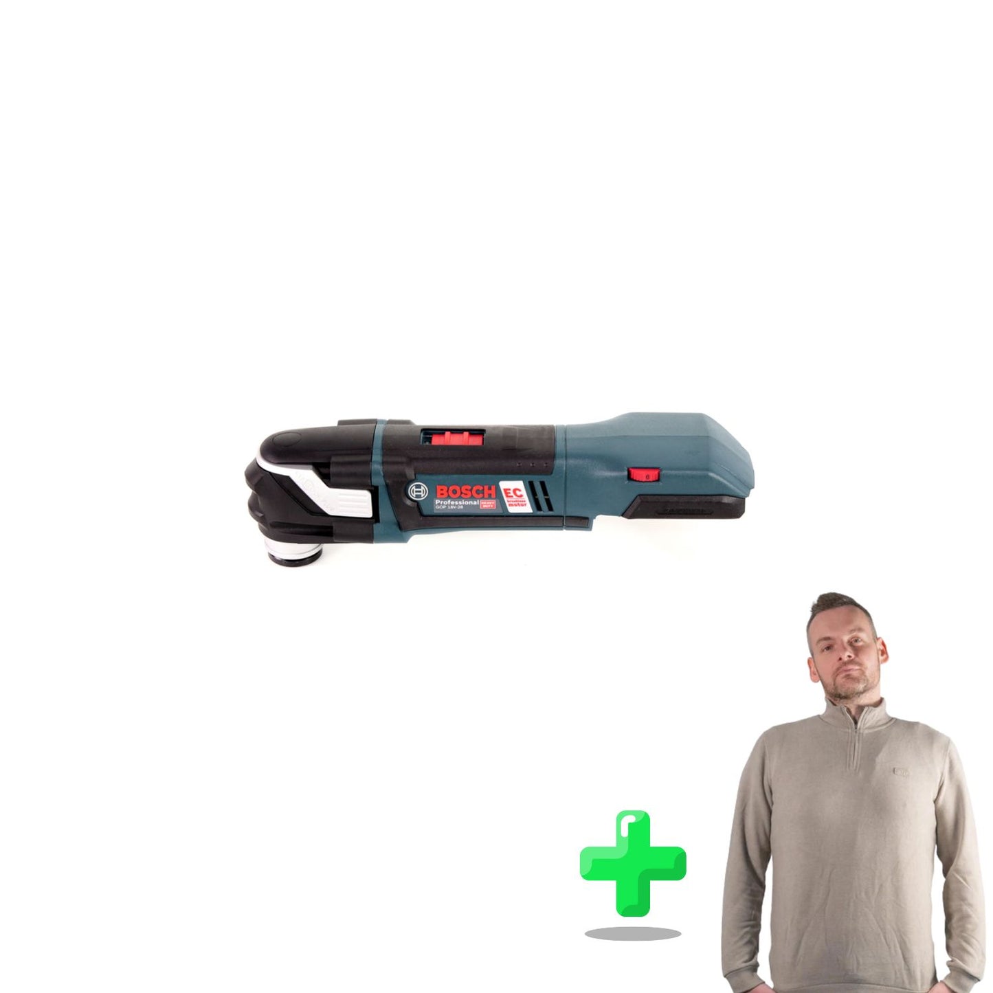 Bosch GOP 18V-28 Couteau multifonction sans fil professionnel 18 V StarlockPlus sans balais + Sweat-shirt Toolbrothers à quart de fermeture éclair