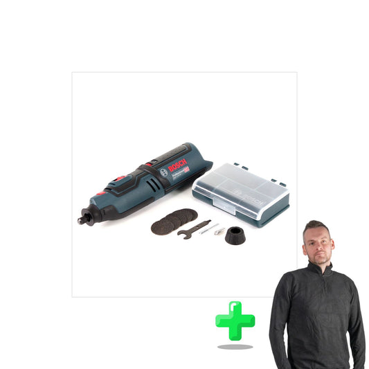 Bosch GRO 12V-35 Professional Akku Rotationswerkzeug Solo + Einlage + Toolbrothers Quarter-Zip Sweatshirt