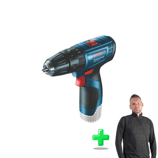 Bosch GSB 120-LI Professional perceuse à percussion sans fil 12 V 30 Nm + 2 batteries 2,0 Ah + chargeur + mallette + sweat-shirt à quart de zip Toolbrothers