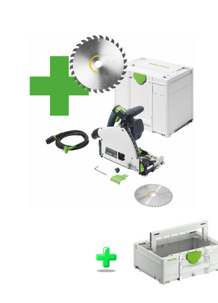 Festool TS 60 K-Plus Master Edition Tauchsäge 1500 Watt 168 mm ( 577847 ) + Sägeblatt + Systainer + Festool Systainer ToolBox SYS3 TB M 137 ( 204865 ) T-LOC