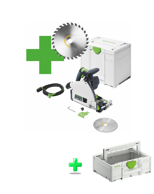 Festool TS 60 K-Plus Master Edition Tauchsäge 1500 Watt 168 mm ( 577847 ) + Sägeblatt + Systainer + Festool Systainer ToolBox SYS3 TB M 137 ( 204865 ) T-LOC