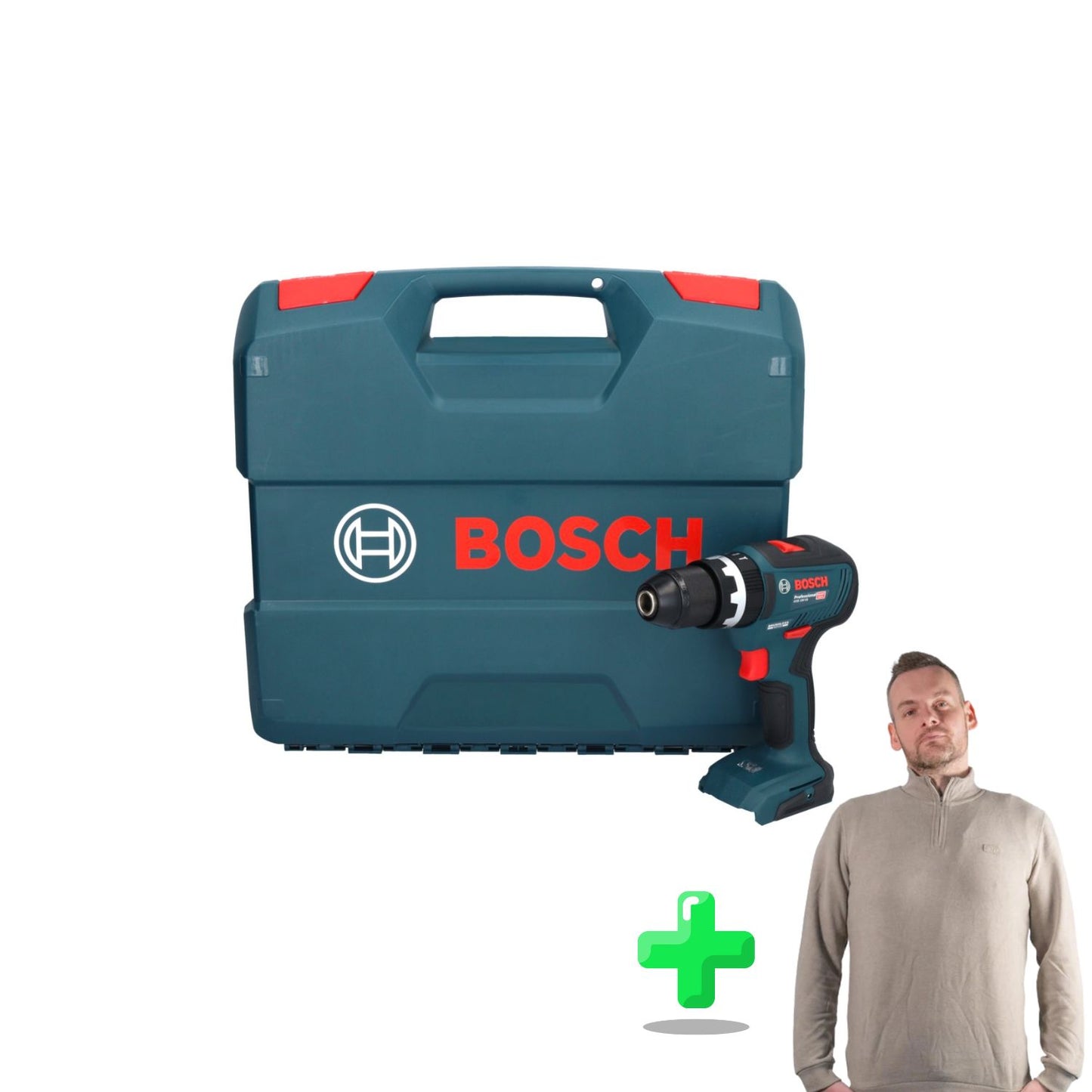 Bosch GSB 18V-55 Perceuse à percussion sans fil professionnelle 18 V 55 Nm sans balais + étui + sweat-shirt Toolbrothers quart de zip