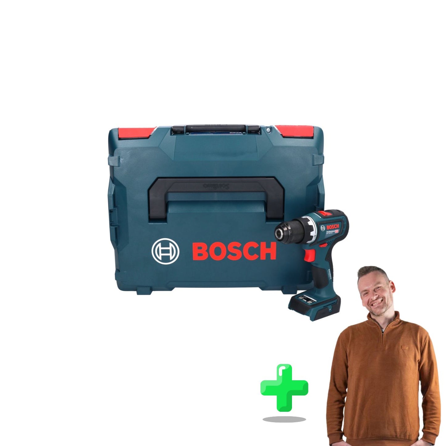 Bosch GSR 18V-90 C Perceuse-visseuse sans fil professionnelle 18 V 64 Nm sans balais + L-Boxx + Sweat-shirt Toolbrothers Quarter-Zip