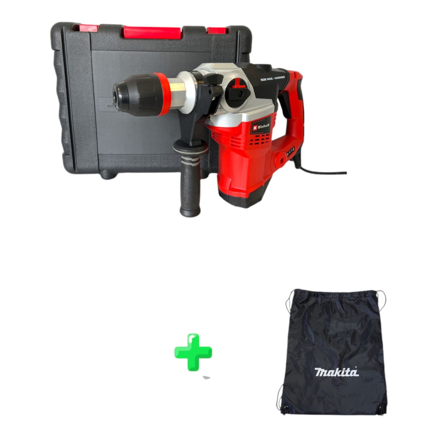 Marteau perforateur Einhell TE-RH 38 E 1050 W 9 J SDS-Max + mallette (4257950) + sac à dos / sac d'accessoires Makita