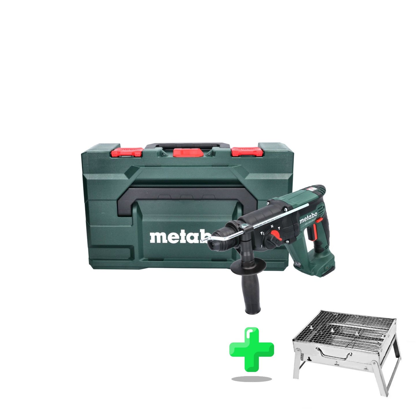 Metabo KH 18 LTX 24 marteau combiné à batterie 18 V 2,1 J SDS plus + metaBOX (601712840) + barbecue au charbon de bois Toolbrothers