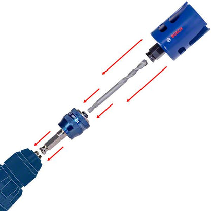 Bosch Expert Construction Material Lochsägen Set 10 tlg. 20 / 25 / 32 / 38 / 51 / 64 x 60 mm ( 2608900490 ) Carbide Technology für Dreh- und Schlagbohrer