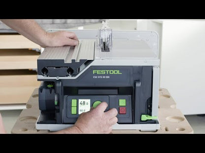 Scie à table sans fil Festool CSC SYS 50 EBI-Plus 36 V (2x 18 V) (577374) 168 mm sans balais + 2x batterie 5,0 Ah + chargeur + systainer