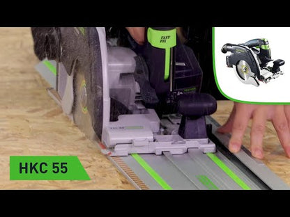 Festool HKC 55 5.0 EBI-Set-FSK 420 sierra circular de mano inalámbrica 18 V 160 mm sin escobillas (577675) + 2x batería 5.0 Ah + cargador + riel de corte transversal + systainer